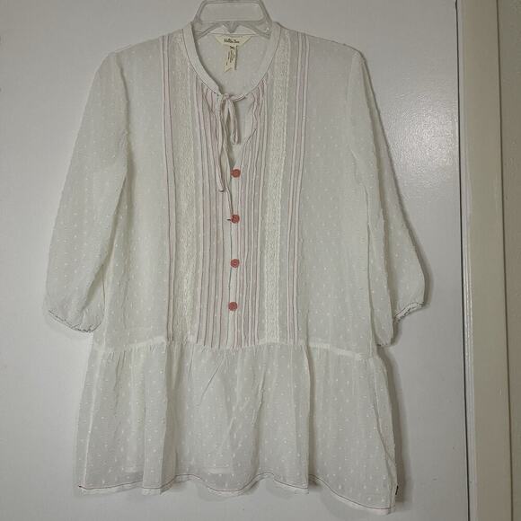 Matilda Jane Top Light The Way Tunic Swiss dotted sheer ivory tunic size medium - Picture 1 of 4